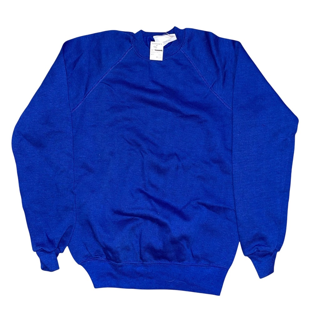 NOS Vintage 80s Kids Royal Blue Crewneck Sweatshirt Size XL 18-20 New
